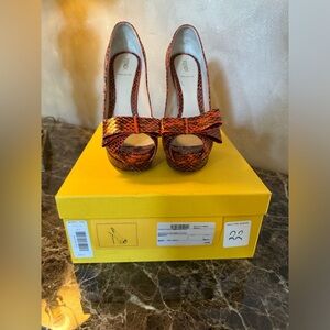Fendi - Spuntata Colubro Lucido Arancio - Orange -Size 38.5